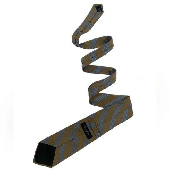 Brooks Brothers Silk Cotton Blend Brown & Blue Neck Tie - Picture 2 of 6